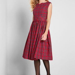 Red Plaid Fit and Flare Dress